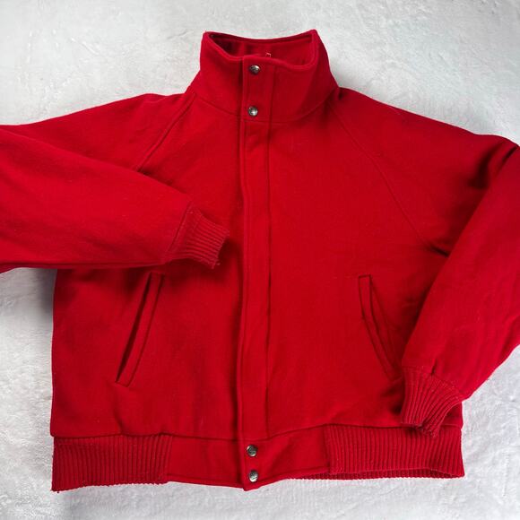 Woolrich Vintage Sherpa Lined Red Wool Bomber Jacket men’s size XL USA Made - Picture 1 of 9